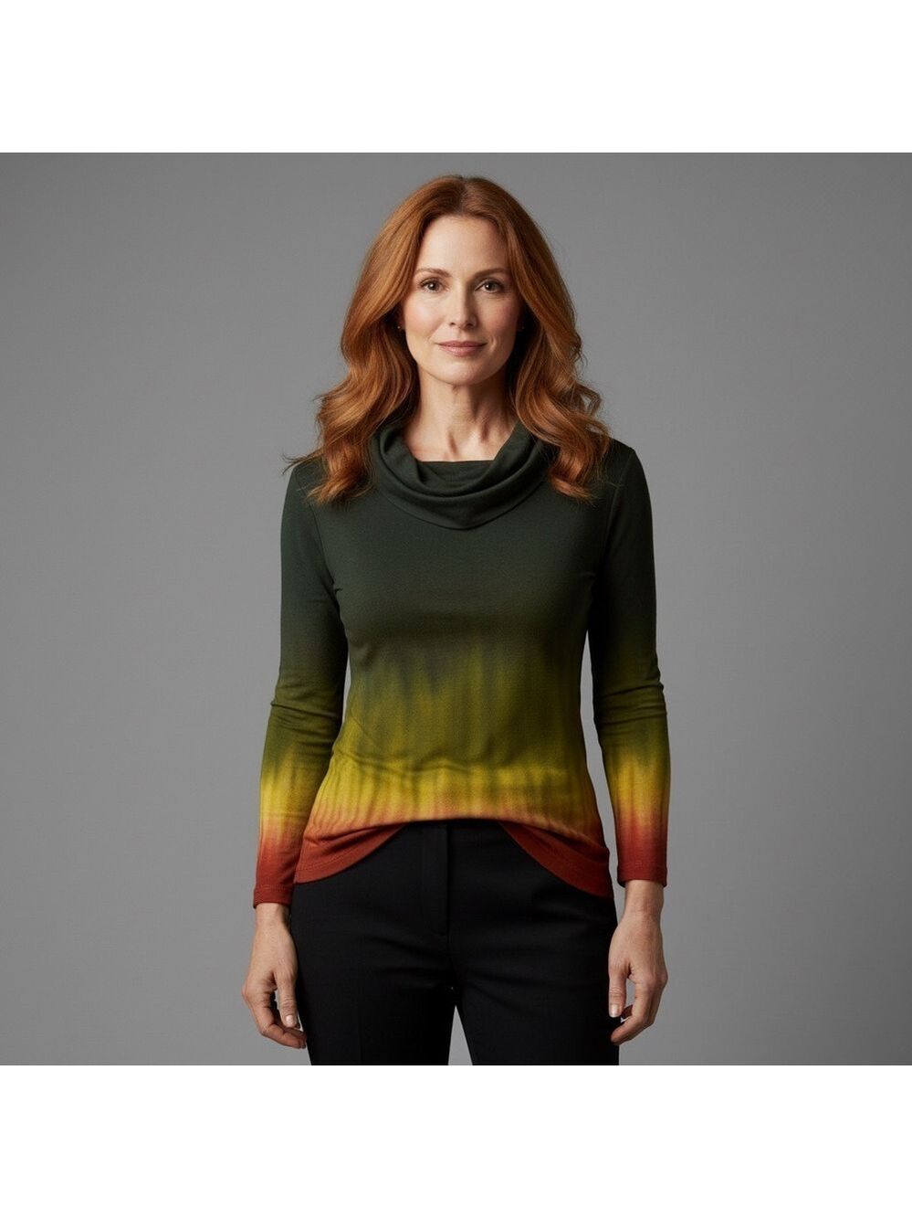 Art of Cloth Ombre Tie Dye Shark Tail Cowl Neck Tunic